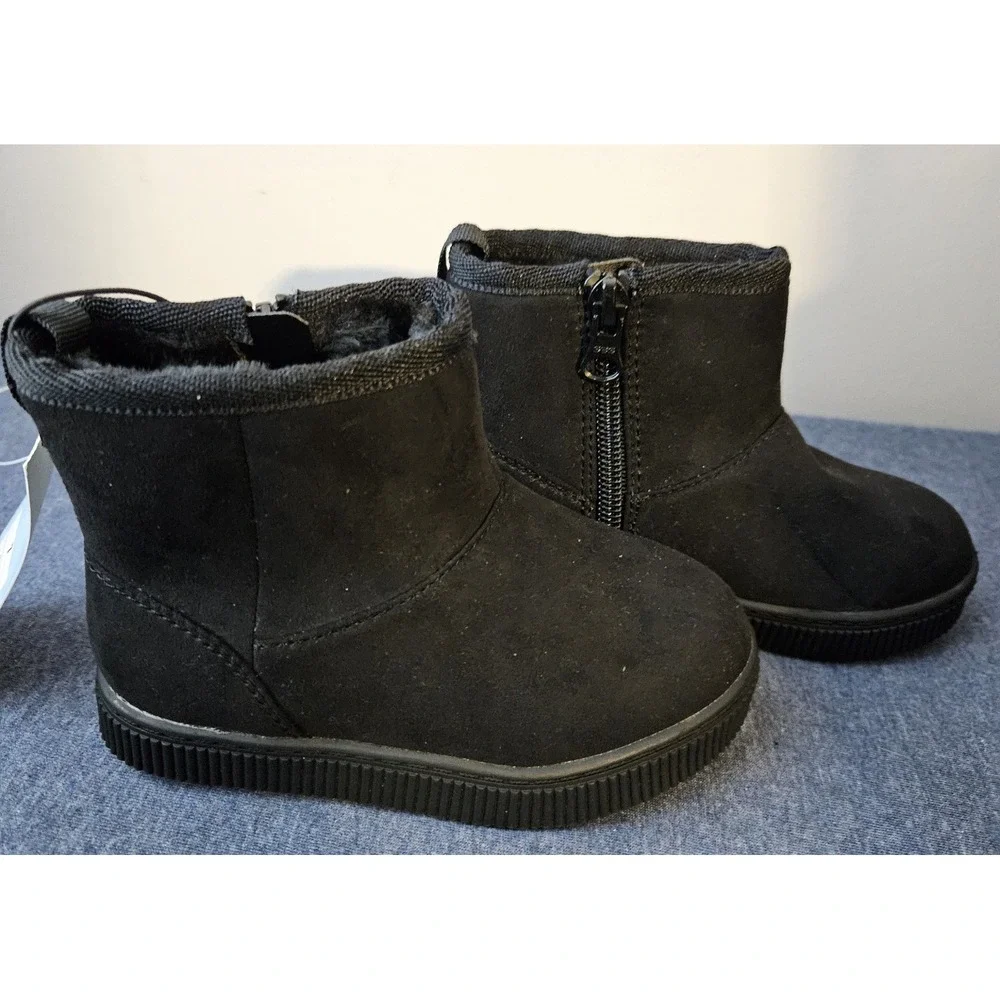 Cat & Jack Toddler Girls Arlo Zipper Winter Shearling Style Boots‎ Black Size 7
